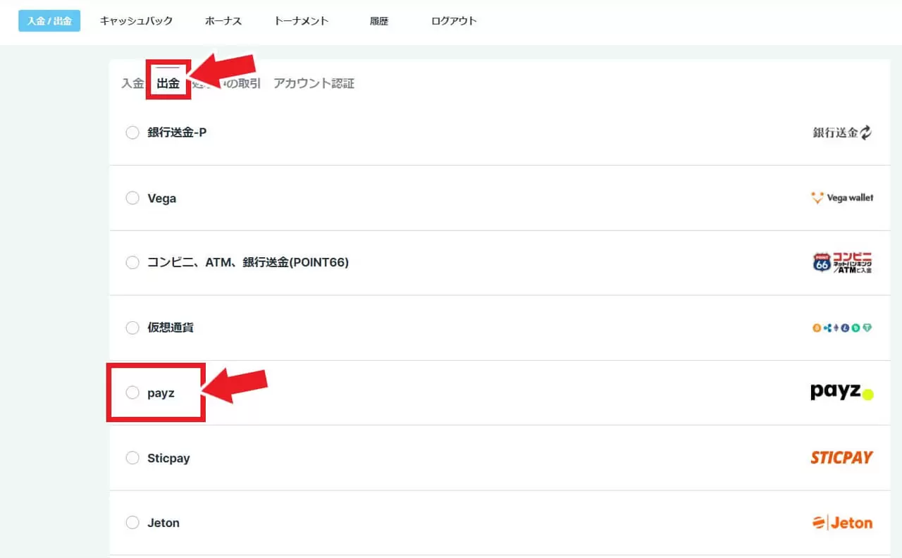 カジノシークレット　payz 出金２