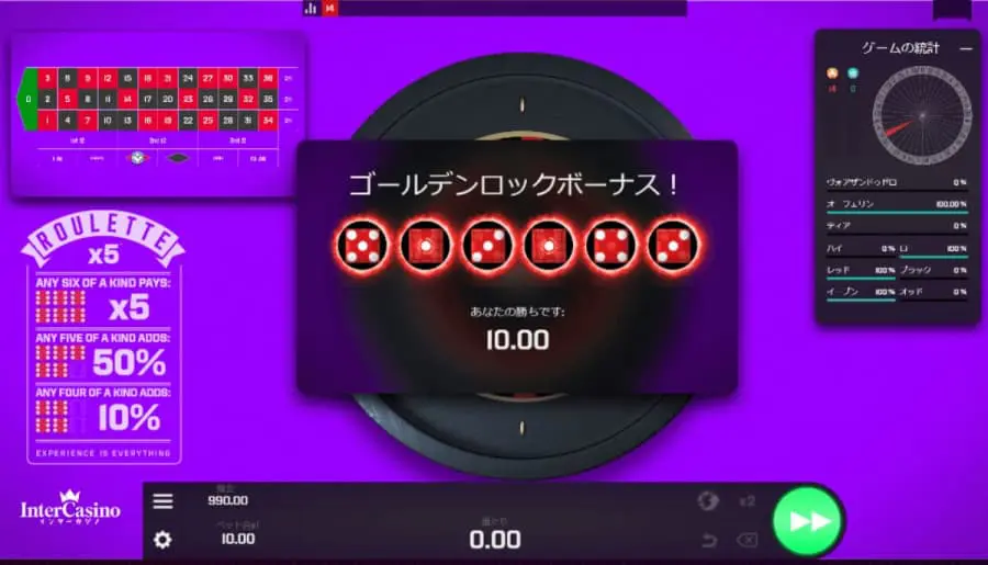 インターカジノ　ルーレット